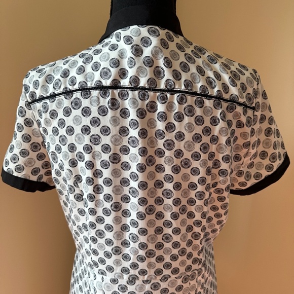 *JASON WU* White x Black Wheel Pattern Short Sleeve Dress Size Medium - Picture 5 of 7